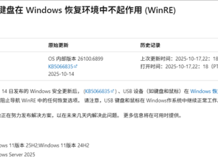 微软Windows 11 25H2第一个更新就出Bug！USB键鼠遭殃！