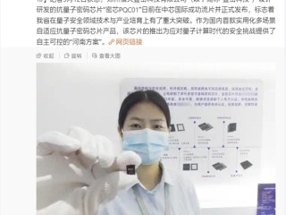 全自主可控！国内首款实用化抗量子密码芯片“密芯PQC01”发布!