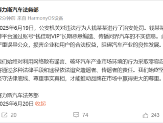 赛力斯法务部：钱某某恶意编造、传播问界汽车不实信息 已被处罚!