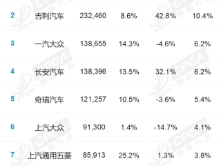 9月国内厂商销量榜：国产车强势霸榜 前五占据四席！